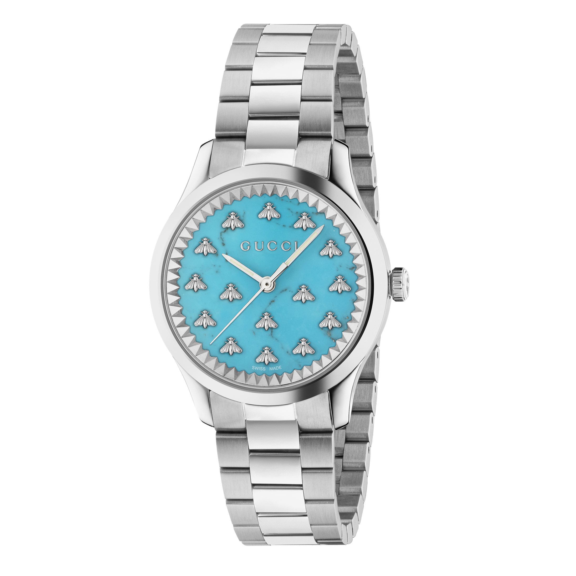  Shop Authentic Gucci G Timeless Quartz Turquoise Dial Silver Steel Strap Unisex Watch - YA1265044 - Luxxuri