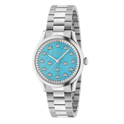  Shop Authentic Gucci G Timeless Quartz Turquoise Dial Silver Steel Strap Unisex Watch - YA1265044 - Luxxuri