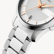  Shop Authentic Gucci G Timeless Silver Dial Silver Steel Strap Watch For Women - YA126523 - Luxxuri