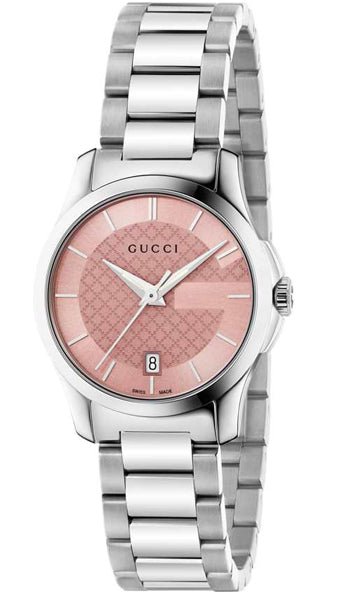  Shop Authentic Gucci G Timeless Pink Dial Silver Steel Strap Watch For Women - YA126524 - Luxxuri