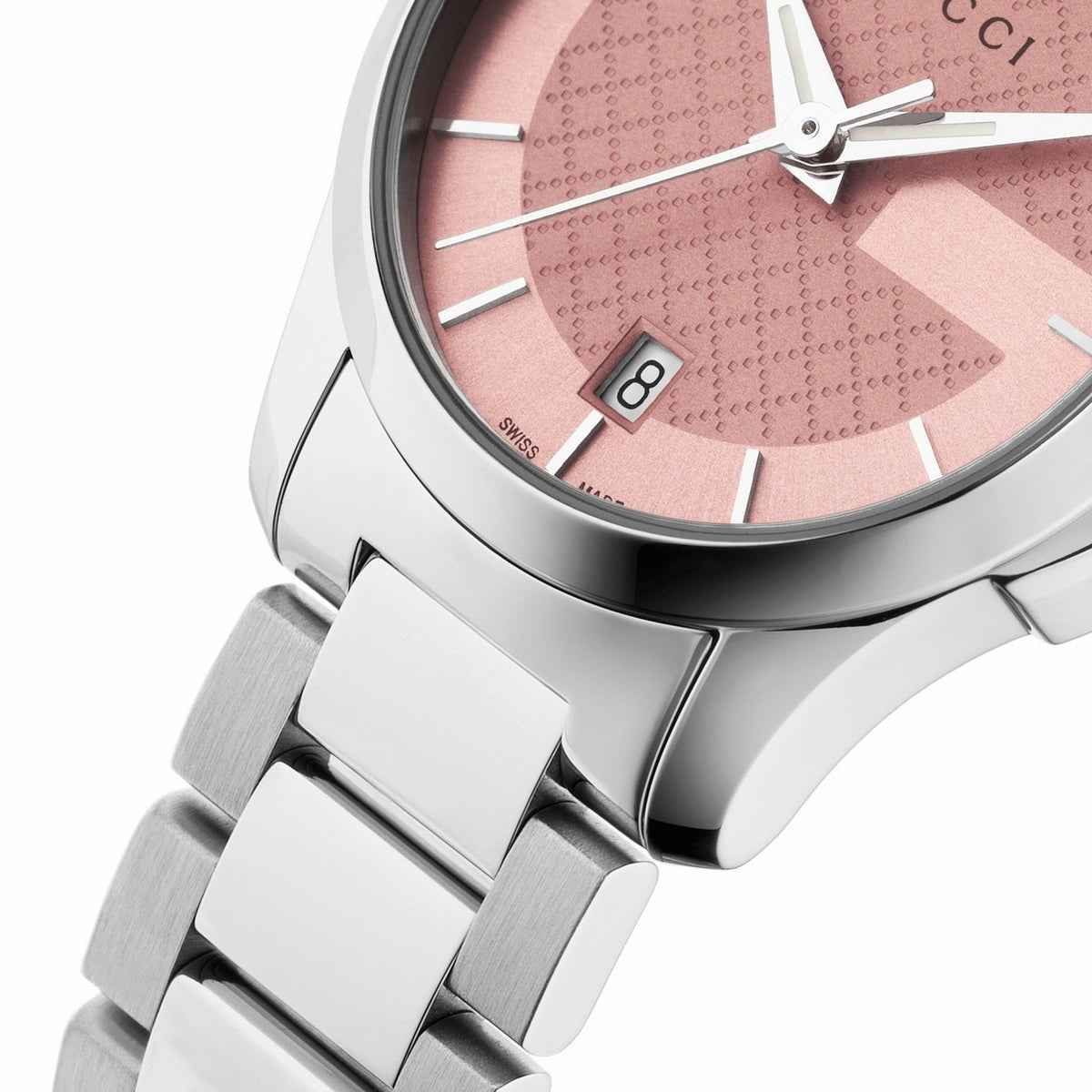  Shop Authentic Gucci G Timeless Pink Dial Silver Steel Strap Watch For Women - YA126524 - Luxxuri