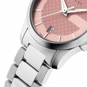  Shop Authentic Gucci G Timeless Pink Dial Silver Steel Strap Watch For Women - YA126524 - Luxxuri