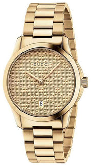 Shop Authentic Gucci G Timeless Gold Dial Gold Steel Strap Watch For Women - YA126553 - Luxxuri