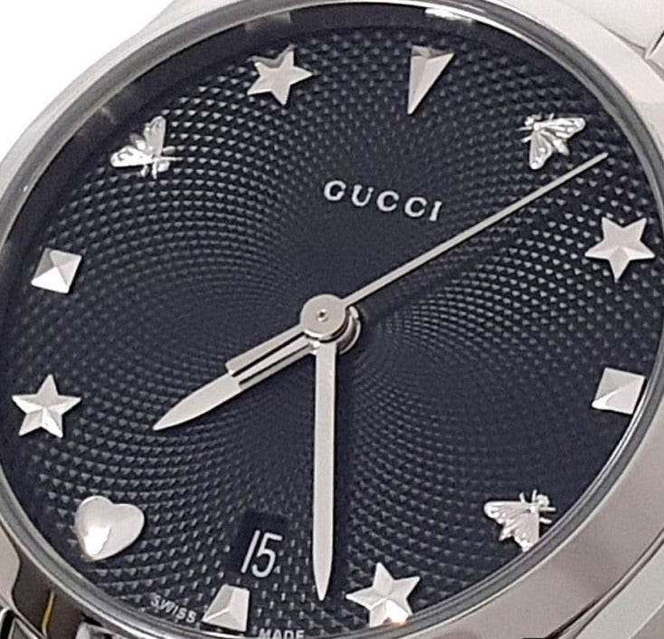  Shop Authentic Gucci G Timeless Black Dial Silver Steel Strap Watch For Women - YA126573A - Luxxuri