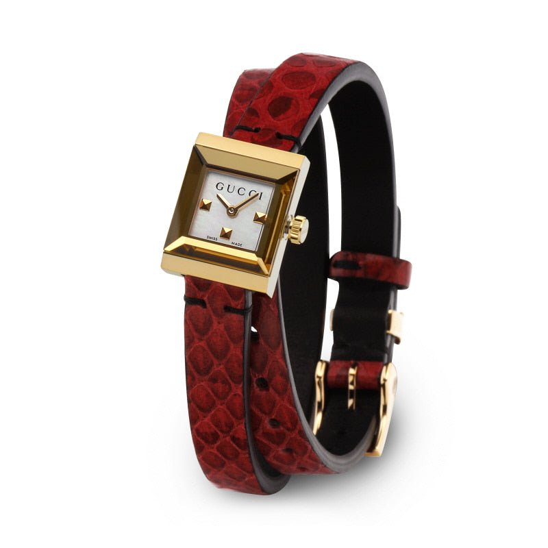  Shop Authentic Gucci G Frame White Dial Red Leather Strap Watch For Women - YA128524 - Luxxuri