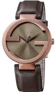  Shop Authentic Gucci Interlocking Iconic Brown Dial Brown Leather Strap Watch For Women - YA133207 - Luxxuri