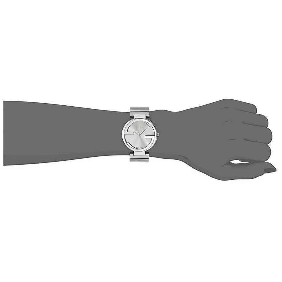  Shop Authentic Gucci G Interlocking Silver Dial Silver Steel Strap Watch For Women - YA133308 - Luxxuri