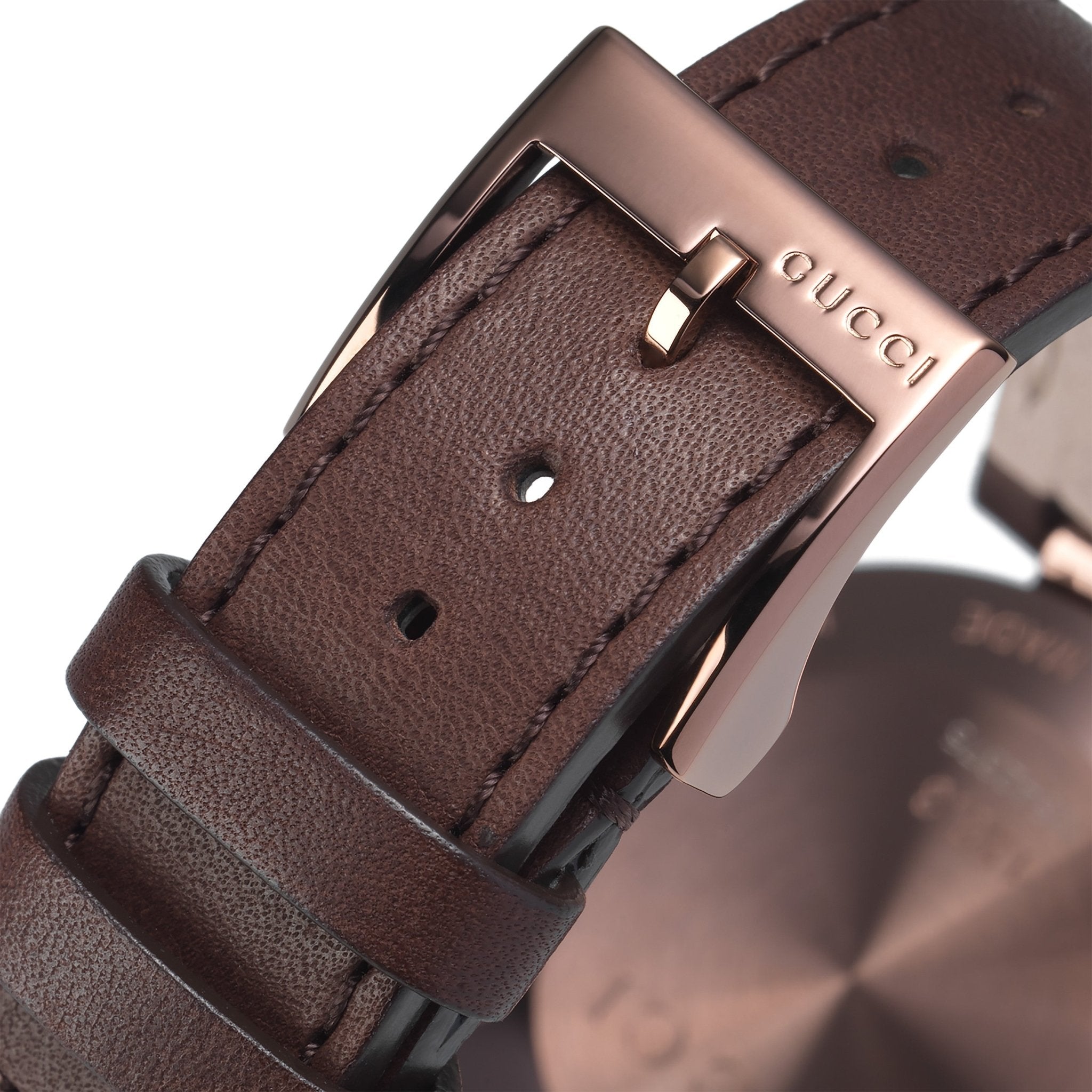  Shop Authentic Gucci Interlocking Brown Dial Brown Leather Strap Watch For Women - YA133309 - Luxxuri