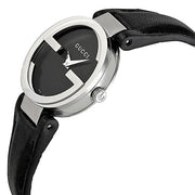  Shop Authentic Gucci G Interlocking Black Dial Black Leather Strap Watch For Women - YA133501 - Luxxuri