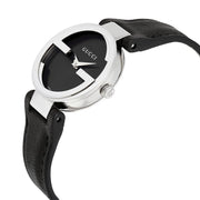  Shop Authentic Gucci G Interlocking Black Dial Black Leather Strap Watch For Women - YA133501 - Luxxuri