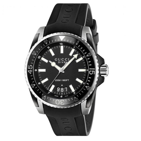  Shop Authentic Gucci Dive Analog Quartz Black Dial Black Rubber Strap Watch For Men -  YA136204 - Luxxuri