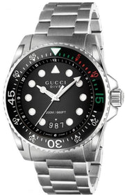 Shop Authentic Gucci Dive Analog Black Dial Silver Steel Strap Watch For Men - YA136208 - Luxxuri