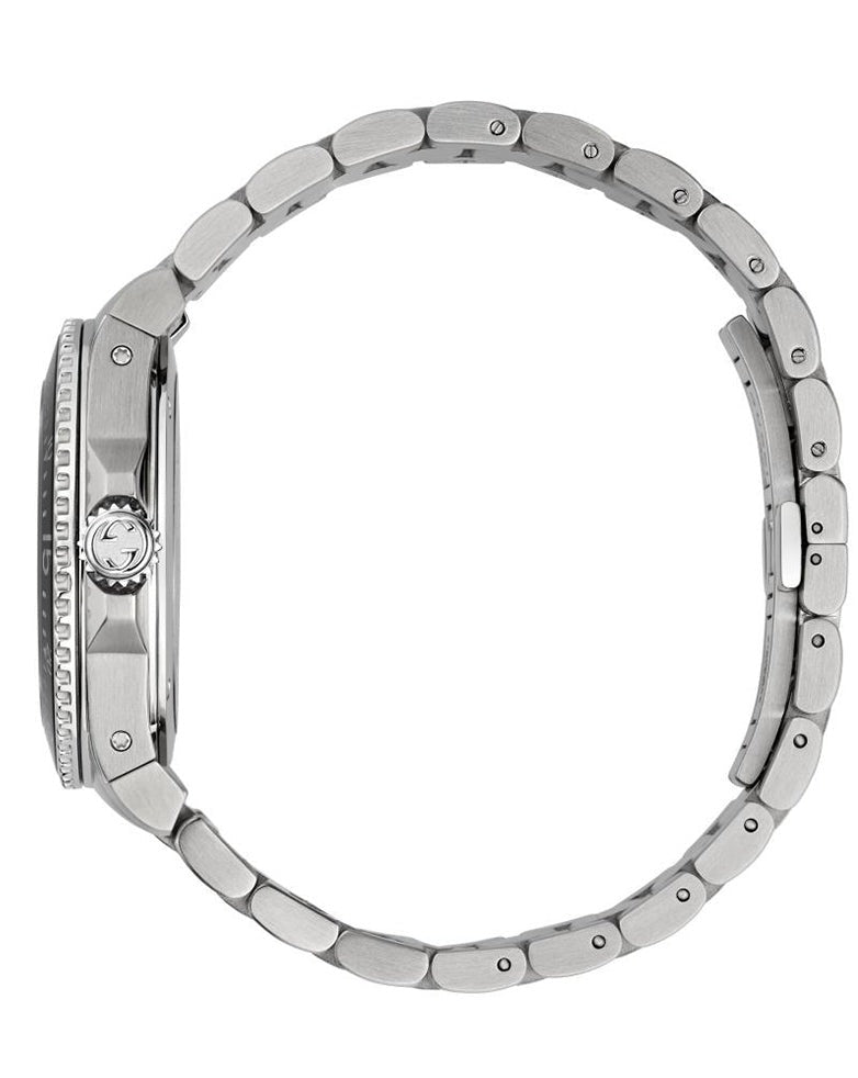  Shop Authentic Gucci Dive Quartz Black Dial Silver Steel Strap Watch For Men - YA136301A - Luxxuri