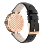  Shop Authentic Gucci Diamantissima Quartz Black Dial Black Leather Strap Watch for Women - YA141401 - Luxxuri