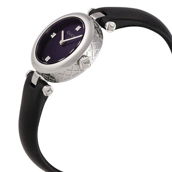  Shop Authentic Gucci Diamantissima Quartz Diamonds Black Dial Black Leather Strap Watch for Women - YA141506 - Luxxuri