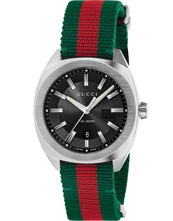  Shop Authentic Gucci GG2570 Quartz Black Dial Green & Red Nylon Strap Watch For Men - YA142305 - Luxxuri