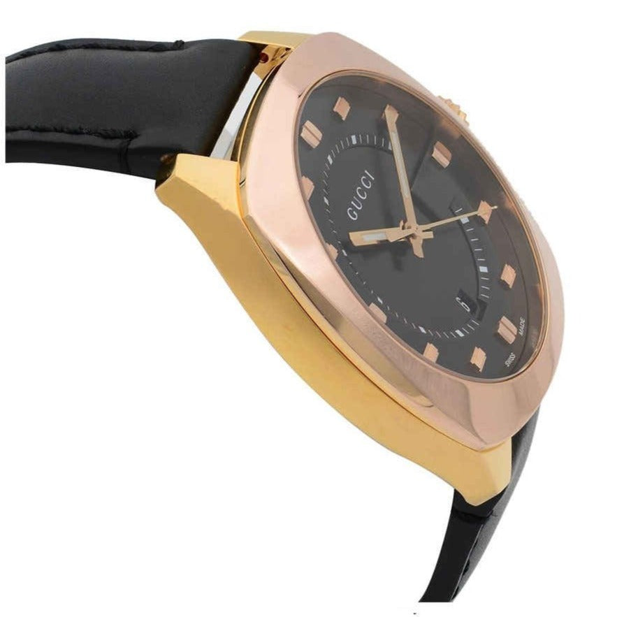 Shop Authentic Gucci GG2570 Quartz Black Dial Black Leather Strap Watch For Men - YA142309 - Luxxuri
