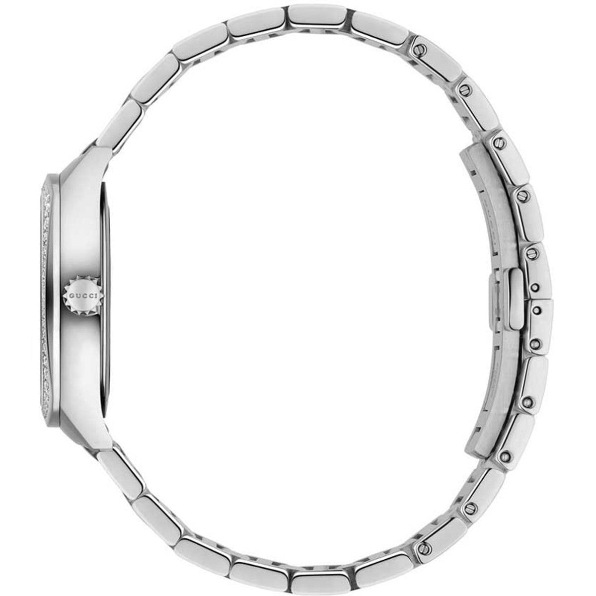  Shop Authentic Gucci GG2570 Diamonds Silver Dial Silver Steel Strap Watch For Women - YA142505 - Luxxuri