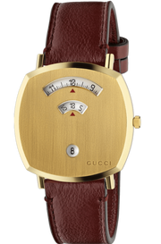  Shop Authentic Gucci Grip Yellow Gold Dial Maroon Leather Strap Unisex Watch - YA157411 - Luxxuri