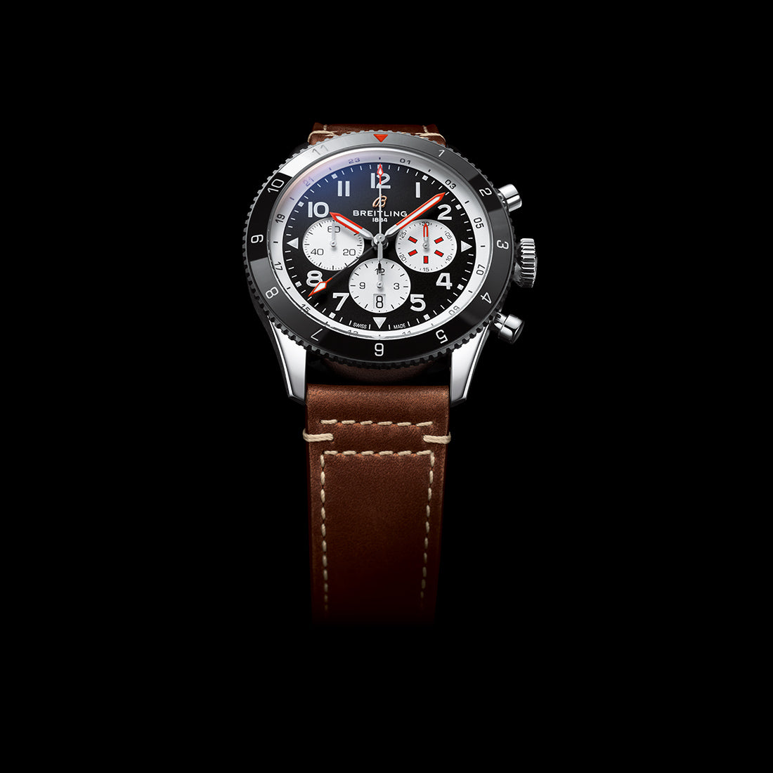  Shop Authentic Breitling Super Avi B04 Chronograph GMT 46 Mosquito Black Dial Brown Leather Strap Watch for Men - YB04451A1B1X1 - Luxxuri