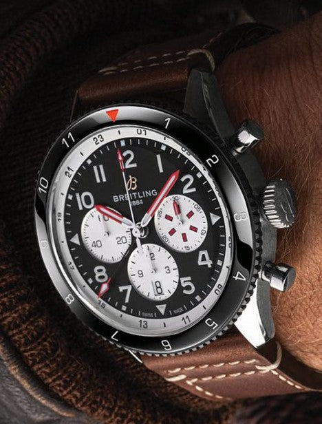  Shop Authentic Breitling Super Avi B04 Chronograph GMT 46 Mosquito Black Dial Brown Leather Strap Watch for Men - YB04451A1B1X1 - Luxxuri