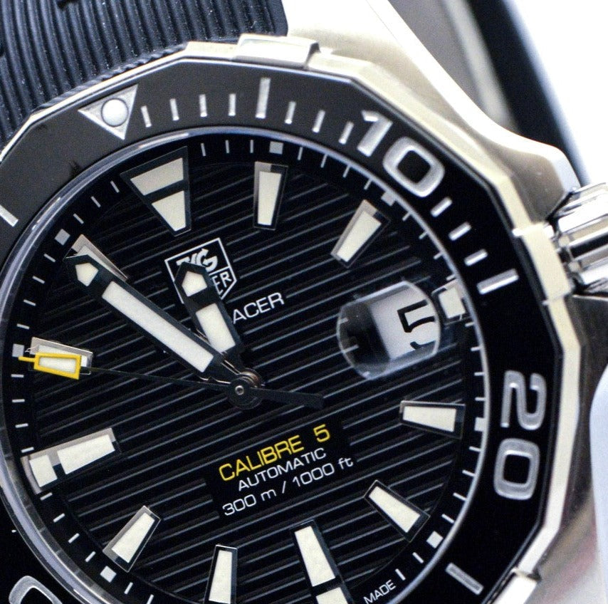  Shop Authentic Tag Heuer Aquaracer Calibre 5 Automatic Black Dial Black Rubber Strap Watch for Men -  WAY211A.FT6151 - Luxxuri