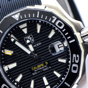  Shop Authentic Tag Heuer Aquaracer Calibre 5 Automatic Black Dial Black Rubber Strap Watch for Men -  WAY211A.FT6151 - Luxxuri