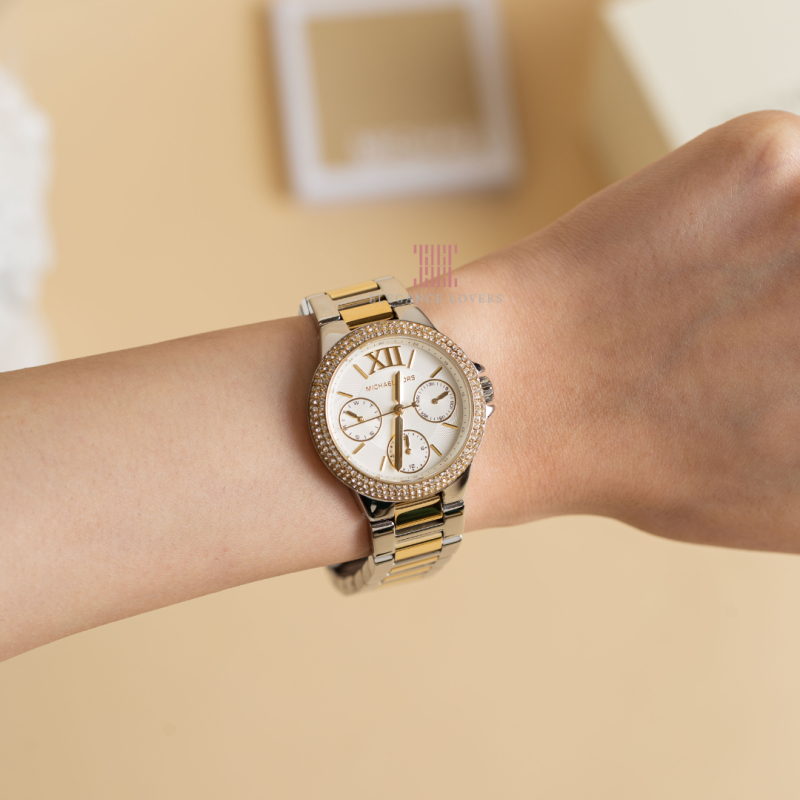  Shop Authentic Michael Kors Camille Multifunction Silver Dial Two Tone Steel Strap Watch For Women - MK6982 - Luxxuri