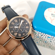  Shop Authentic Fossil Grant Chronograph Blue Dial Blue Leather Strap Watch for Men - FS4835 - Luxxuri