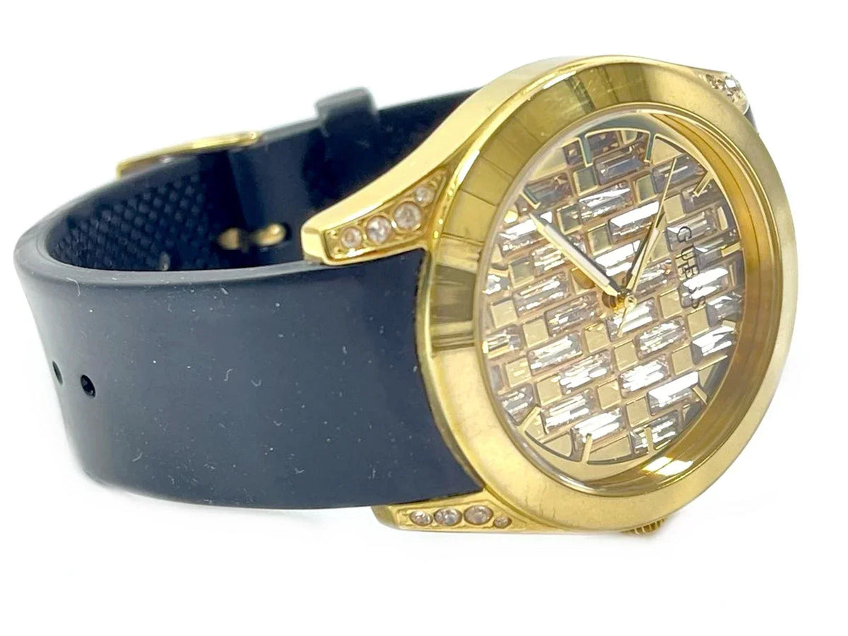  Shop Authentic Guess Clarity Gold Dial Black Silicone Strap Watch for Women - GW0109L1 - Luxxuri