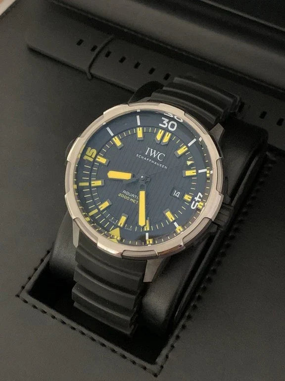  Shop Authentic IWC Aquatimer Automatic 2000 Black Dial Black Rubber Strap Watch for Men - IW358001 - Luxxuri