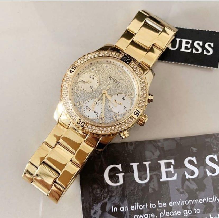  Shop Authentic Guess Confetti Diamonds Silver Dial Gold Steel Strap Watch for Women - W0774L5 - Luxxuri