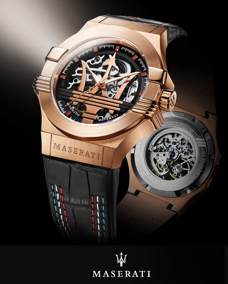  Shop Authentic Maserati Potenza Skeleton Limited Edition Dial Black Strap Watch For Men - R8821108026 - Luxxuri