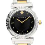  Shop Authentic Versace V-Motif Black Dial Two Tone Steel Strap Watch for Women - VERE00518 - Luxxuri