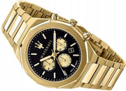  Shop Authentic Maserati Stile 45mm Chronograph Black Dial Gold Steel Strap Watch For Men - R8873642001 - Luxxuri
