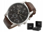  Shop Authentic Hugo Boss Navigator Grey Dial Brown Leather Strap Watch for Men - 1513494 - Luxxuri