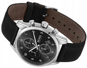  Shop Authentic Hugo Boss Skymaster Black Dial Black Leather Strap Watch for Men - 1513782 - Luxxuri