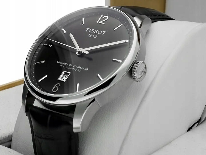  Shop Authentic Tissot Chemin Des Tourelles Powermatic 80 Black Dial Black Leather Strap Watch For Men - T099.407.16.447.00 - Luxxuri