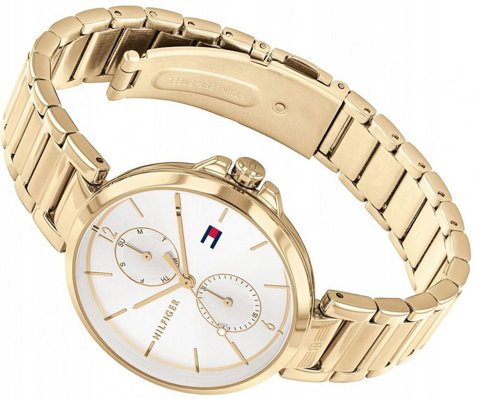  Shop Authentic Tommy Hilfiger Angela White Dial Gold Steel Strap Watch for Women - 1782128 - Luxxuri