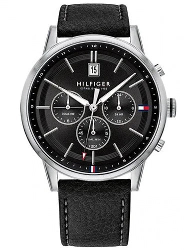  Shop Authentic Tommy Hilfiger Kyle Quartz Black Dial Black Leather Strap Watch for Men - 1791630 - Luxxuri