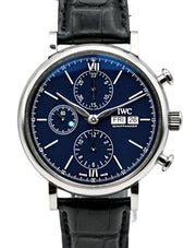 Shop Authentic IWC Portofino Chronograph Blue Dial Black Leather Strap Watch for Men - IW391023 - Luxxuri