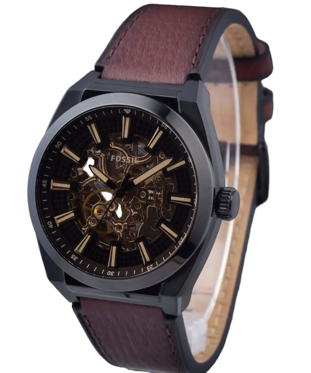  Shop Authentic Fossil Everett Automatic Analog Black Dial Brown Leather Strap Watch for Men - ME3207 - Luxxuri