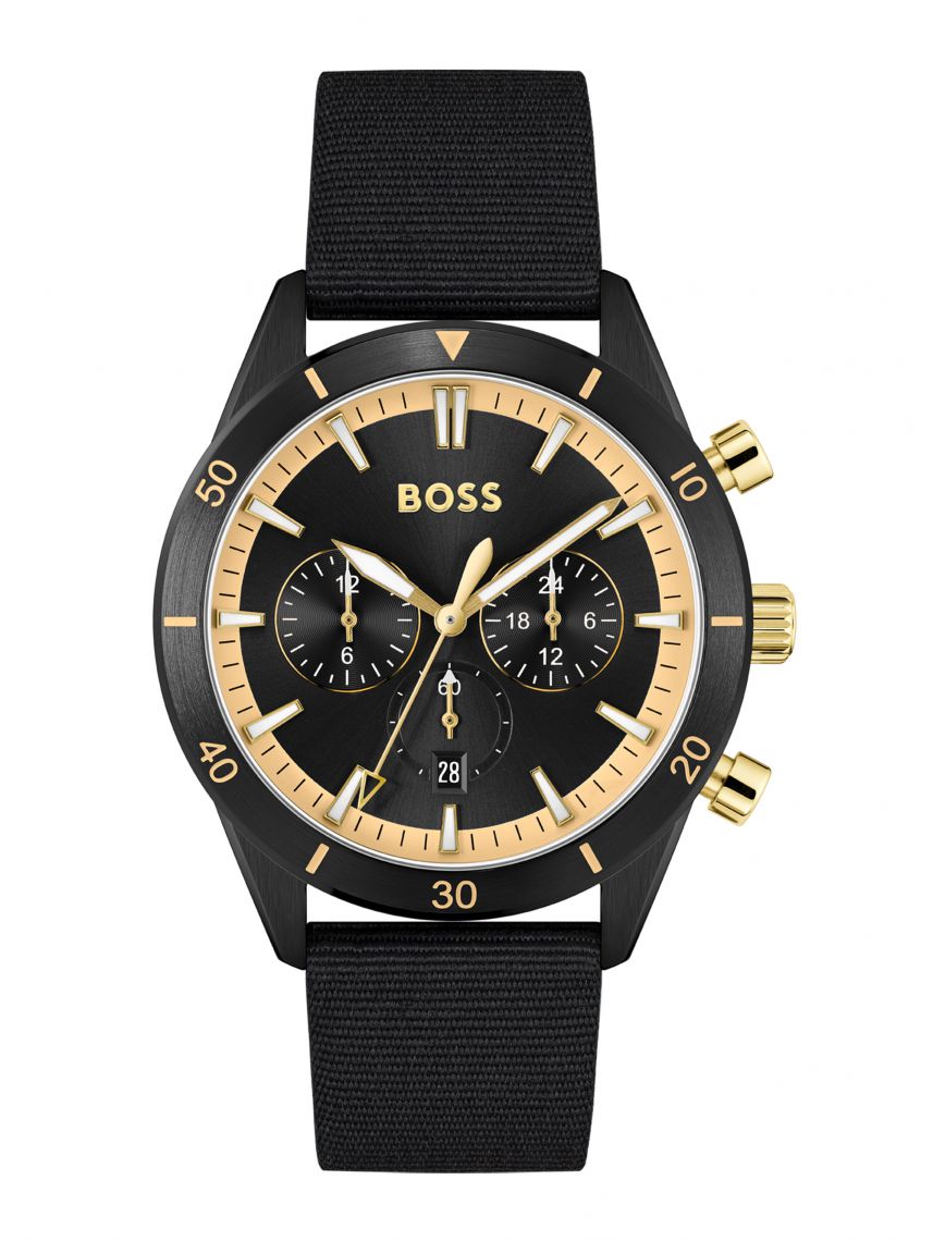  Shop Authentic Hugo Boss Santiago Black Dial Black Nylon Strap Watch for Men - 1513935 - Luxxuri