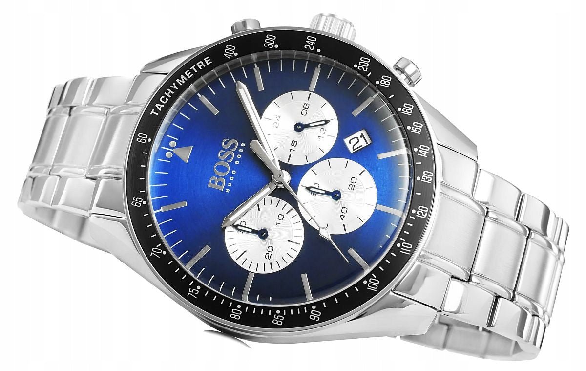  Shop Authentic Hugo Boss Chronograph Blue Dial Silver Steel Strap Watch for Men - 1513630 - Luxxuri