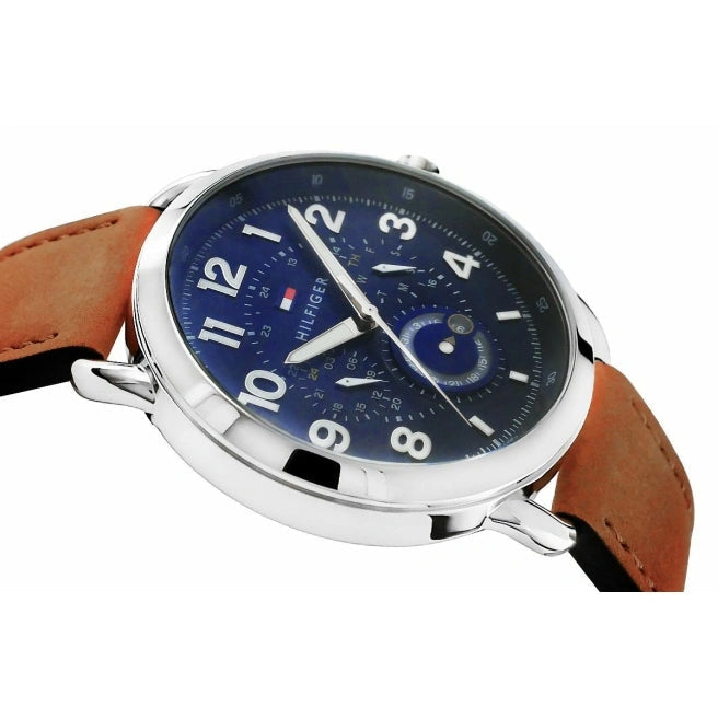  Shop Authentic Tommy Hilfiger Briggs Chronograph Blue Dial Brown Leather Strap Watch for Men - 1791424 - Luxxuri