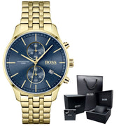  Shop Authentic Hugo Boss Associate Blue Dial Gold Steel Strap Watch for Men - 1513841 - Luxxuri