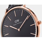  Shop Authentic Daniel Wellington Classic Sheffield Black Dial Black Leather Strap Watch For Women - DW00100139 - Luxxuri