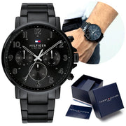  Shop Authentic Tommy Hilfiger Daniel Black Dial Black Steel Strap Watch for Men - 1710383 - Luxxuri