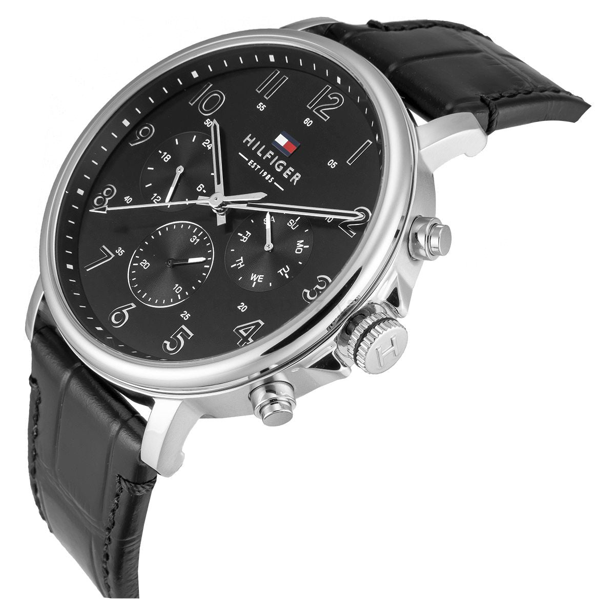  Shop Authentic Tommy Hilfiger Daniel Black Dial Black Leather Strap Watch for Men - 1710381 - Luxxuri
