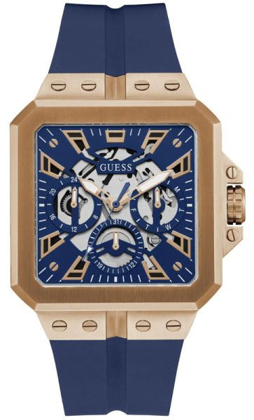  Shop Authentic Guess Leo Chronograph Blue Dial Blue Silicone Strap Watch For Men - GW0637G3 - Luxxuri